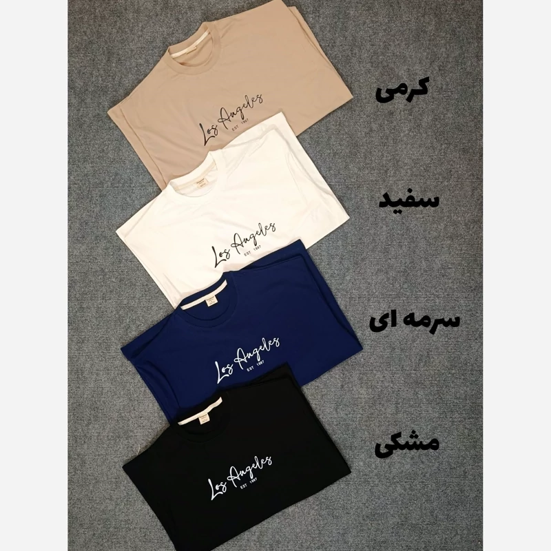 تیشرت مردانه قواره باکسی نخ پنبه لوس آنجلس